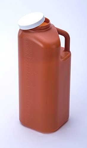 Large Male Urinal with Leak Proof Screw Cap Lid (3000 mL or 101 oz.) (Amber Color)