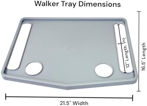 Essential Medical Supply Molded Walker Tray with 2 Cup Holders - Perfect for Mobility and Transport