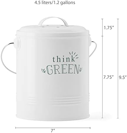 Barnyard Designs 1.2 Gallon Kitchen Counter Compost Bin with Lid (Mint)