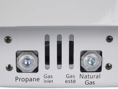 UTY 30,000 BTU Natural Gas / Propane Wall Heater for Indoor Use - Dual Fuel, with Fan Blower, white, 28 x 11 x 24