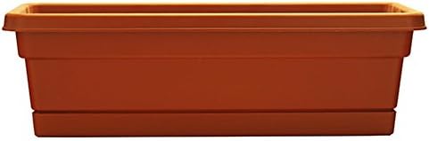 Southern Patio 30" Rolled Rim Window Box with Attached Tray, Terra Cotta