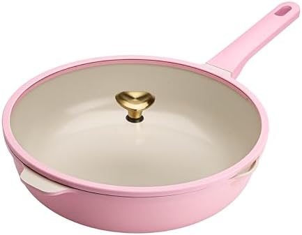 Paris Hilton Cast Aluminum Dutch Oven with Lid, Ceramic Nonstick Coating Made Without PFAS, PFOA, PFOS & PTFE, Heart Knob, 4.3-Quart, Pink