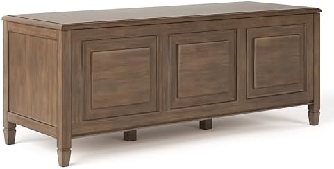 SIMPLIHOME Connaught 51" Wide Solid Wood Trunk Bench in Natural