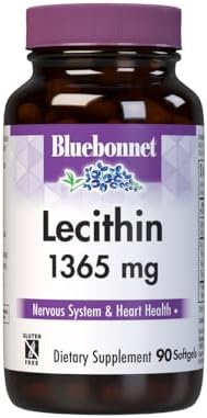 Bluebonnet Lecithin 1365mg, 90 Count | Third-party tested for purity and potency; manufactured in the USA