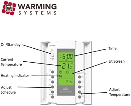 40 Sq Ft 120V Electric Floor Heating System Mat Kit | Premium UDG4-4999 touchscreen thermostat with built-in GFCI, Heating mat, floor sensor & installation monitor included.