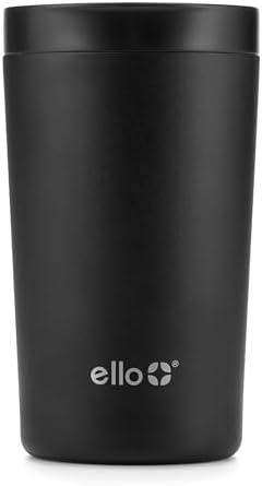 Ello Miri 16oz Insulated Stainless Steel Travel Mug with Slider Lid, Black Marble