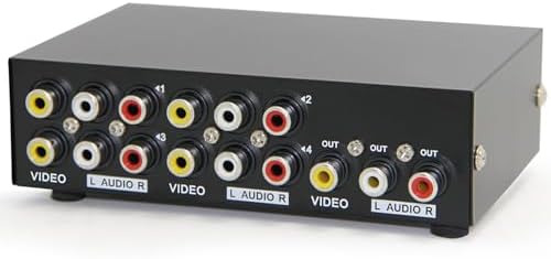 Panlong 4-Way AV Switch RCA Switcher 4 in 1 Out Composite Video L/R Stereo Audio Selector Box for DVD STB Game Consoles