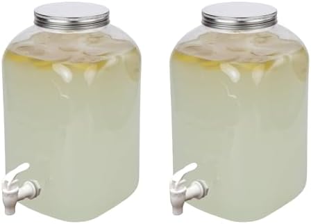 Lily's Home Plastic Beverage Dispenser with Spigot - 2 Gallon Drink Holder for Water, Juice, Tea - Ideal for Parties, Lemonade Stands, & Events