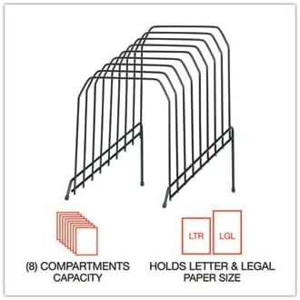 Universal UNV20070 8 in. x 10.5 in. x 12.5 in. 8 Sections Wire Tiered Letter to Legal File Sorter - Black