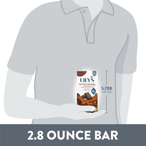 LILY'S Salted Caramel Extra Dark Chocolate Style No Sugar Added, Sweets Bar, 2.8 oz