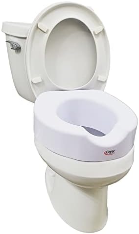 Carex Toilet Seat Riser with Quick-Lock, Raised Plastic Toilet Seat Adds 4” of Height - Fits Most Standard Round & Elongated Toilets