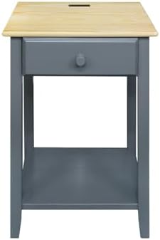 Casual Home Owl Night Stand with USB Port Charging Station and Drawer, 17.5"W x 14.25"D x 24.5"H, Espresso