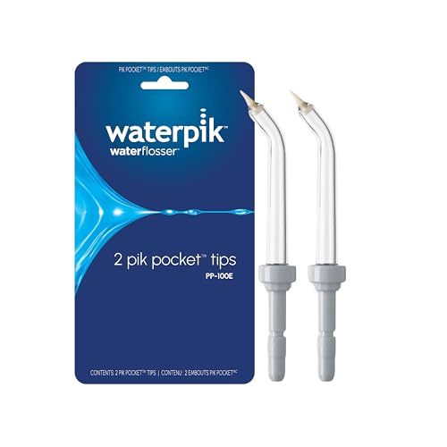 Waterpik Water Flosser Pik Pocket Replacement Tips, 2 Count PP-100E | Genuine Waterpik Brand Refill Nozzles Heads, Periodontal Tip for Gum Pockets