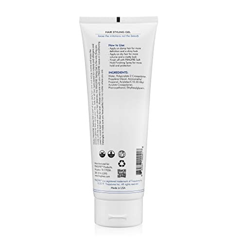 Styling Gel Fragrance Free 8 oz Medium Hold - Hair Styling Gel for Sensitive Skin - Hypoallergenic Parabens Free - Gluten Free Vegan Cruelty Free