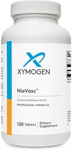 XYMOGEN NiaVasc - Sustained-Release 500 mg Niacin - Supports Healthy Blood Lipids & Normal Carotid Intima-Media Thickness - Vegetarian, Non-GMO & Gluten-Free - 120 Capsules