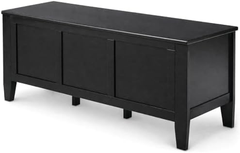 SIMPLIHOME Connaught 30" Wide Solid Wood Storage Bench in Chestnut Brown | Contemporary entryway bench with lift-up lid and hidden storage; mudroom, hallway, foyer, or shoe bench.