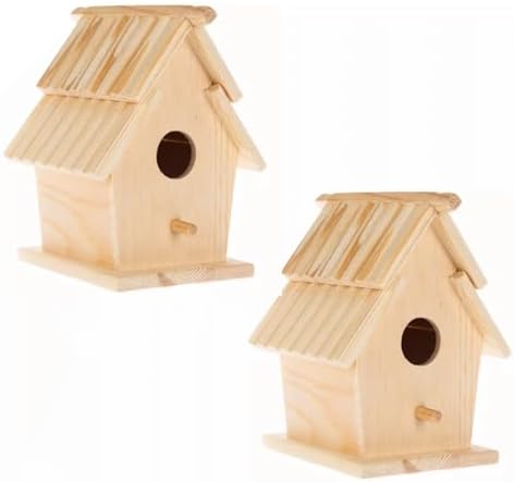 Hobby Lobby Woodpile Fun! Slat Roof Wood Birdhouse, 5.7" x 4.33" (Set of 2)