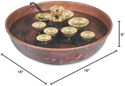 Woodstock Wind Chimes Encore Water Bell Fountain (14") Brass Serenity Bells Black Bowl for Indoor Home Garden Décor Christmas/Hanukkah Gifts (WEWBF)