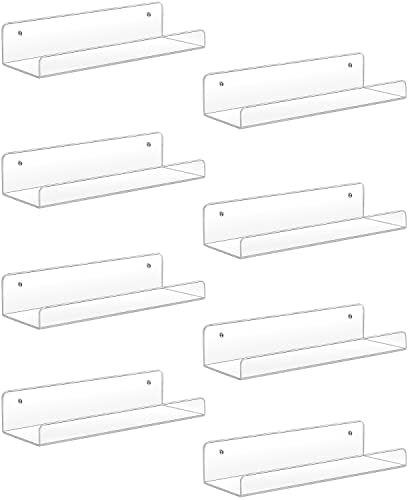 Sooyee Acrylic Shelves, 2 Pack 15 Inch Floating Wall Shelves, Funko Pop Display Shelf, Invisible Kids Book Shelf, Picture Ledge Shelf Decor