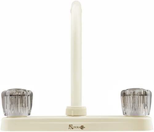 Dura Faucet DF-PK210S-BQ RV Hi-Rise Kitchen Sink Faucet (Bisque) | Tall spout with smoked acrylic knobs makes filling big pots easy.