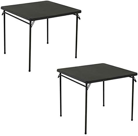 Cosco Square Folding Table 34" Black Steel, Steel Frame, Vinyl