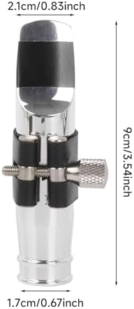 Yibuy Silver Jazz E-flat Alto Saxophone Mouthpiece 7# PU and Leather Cap 90 x 36 mm