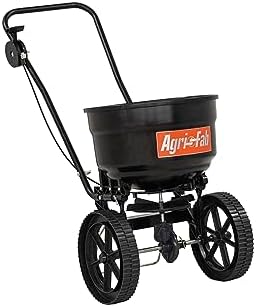 Agri-Fab Push Lawn and Garden Broadcast Spreader for Seed and Fertilizer, 50 lb Capacity Walk-Behind Spreader with Cable Flow Control