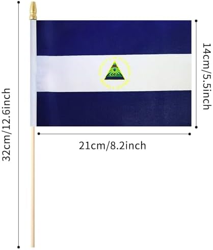 5 Pack Nicaragua Nicaraguans Small Mini Wood Hand Held Stick Flag, Suitable For Various Holiday Parties, World Cup, National Day