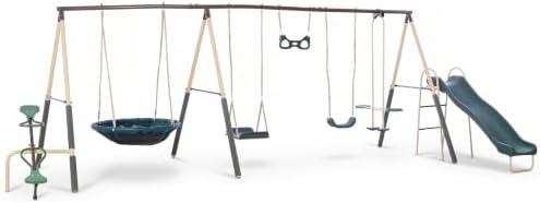 XDP Recreation Deerfield Outdoor Playground Swing Set with Slide & See Saw