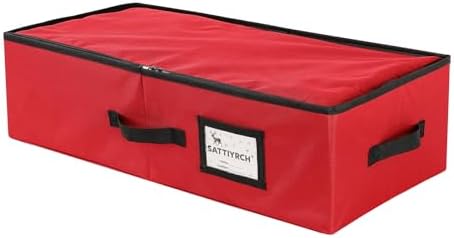Sattiyrch Christmas Ornament Storage Box,Canvas Stores up-to 64 Standard Holiday Ornaments Holder,12 x 12 Inch 4 Layer Xmas Storage Containers,Green