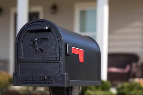 Architectural Mailboxes Arlington Post Mount Mailbox, Black, Large | Galvanized steel build for outside with weather-resistant build and rust-resistant powder-coat finish. USPS approved.
