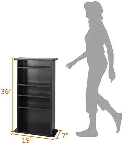 Nova Microdermabrasion 5 Tier DVD cd Storage DVD Shelf Adjustable Bookshelf Bookcase Media Storage Organizer Cabinet for CDs, Books, Video Games, Arts