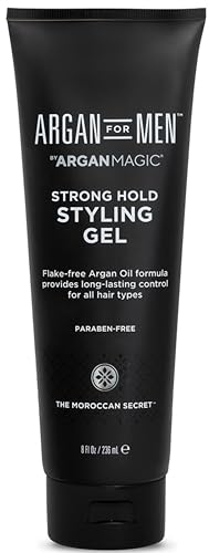 Argan Magic Strong Hold Styling Gel - Flake-Free Argan Oil Formula for Superior Hold and Long-lasting Control | Paraben Free, (8 Fl Oz)