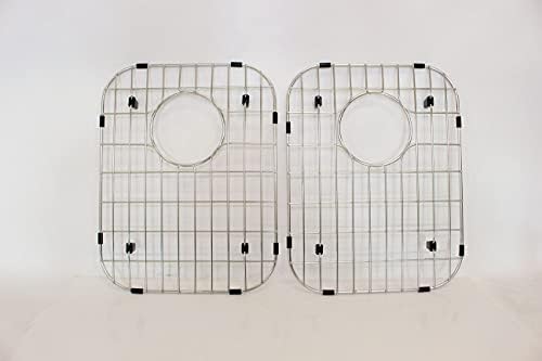 2 Pack Stainless Steel Sink Grid 14.125 x 12 in Rear Drain Hole