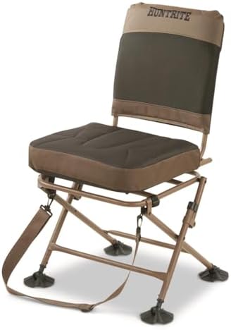 Guide Gear Huntrite 360 Swivel Hunting Blind Chair, 300 Pound Capacity, Folding, Lightweight, Portable, Padded Cushion Hunting Seat