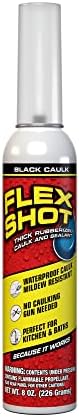 Flex Shot, Flexible Rubber Silicone Sealant, Waterproof Caulk, UV Resistant, No Caulk Gun Needed, Perfect for Kitchen, Bath, Showers, Sinks, Baseboards, Black, 8oz, 1-Pack