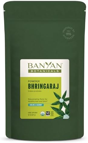 Banyan Botanicals Bhringaraj Powder – Organic Eclipta Prostrata Leaf Powder – for a Calm Mind and Healthy Hair, Nails, Bones, and Teeth* – ½ lb. – Non-GMO FFL Vegan