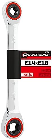 Powerbuilt E10/E12 Ratcheting Double Box-End E-Torx E-Star Wrench, 72-Tooth Ratcheting Wrench with 5-Degree Swing for Tight Spaces - 641760