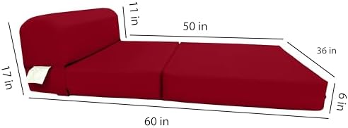 D&D Futon Furniture Sleeper Chair Folding Foam Bed, Portable Studio Guest Sofa Beds 6 x 36 x 70 Red