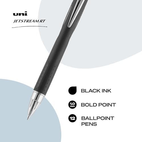 uniball™ Jetstream RT Ballpoint Pens, Black, 1.0mm Medium Point, 12 Count