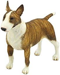 5.5 Inch Poly Stone Bull Terrier Dog Figurine Home Decor Brown White