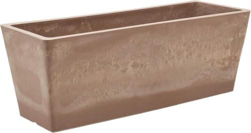 Arcadia Garden Products PSW U45CT Plastic/Stone/Wood Composite Simplicity Window Box, No Drainage Hole (Drillable), 17.5" x 7" x 6", Cement Color