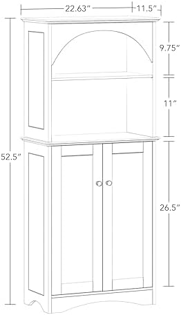 RiverRidge Kitchen Tall 2-Door Sideboard Buffet Storage Cabinet, White | Soft Close Hinges, Adjustable Shelves, Versatile Arched Design