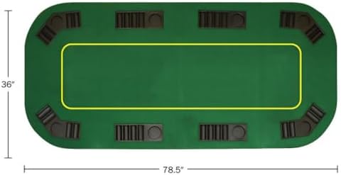 Trademark Poker Poker Table Top - 80-inch Foldable Card Mat for up to 8 Players - Blackjack Table with Cupholders and Chip Trays (Green)