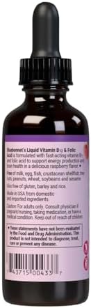 BlueBonnet Nutrition Liquid Vitamin B12 & Folic Acid, 2 fl oz | for Energy Boost; Vegan, Gluten-Free, Soy-Free, Dairy-Free