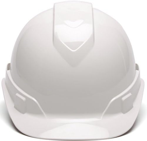 Pyramex Ridgeline Cap Style Hard Hat, Vented, 4-Point Ratchet Suspension, White | Lightweight HDPE shell, Ratchet suspension, Rain trough