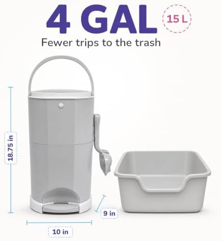 Litter Champ Cat Litter Disposal System, Hands-Free Pedal Trash Can | 4 Gallon Capacity, Triple-Seal Odor Lock, ABS Resin