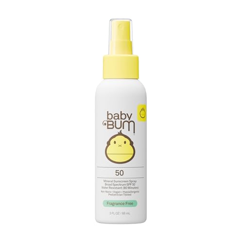 Baby Bum SPF 50 Sunscreen Spray - Mineral UVA/UVB Face and Body Protection for Sensitive Skin - Travel Size - 3 oz