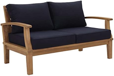 ModwayEEI-1144-NAT-WHI-SETMarina Premium Grade A Teak Wood Outdoor Patio Loveseat Natural White