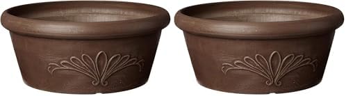 Arcadia Garden Products PSW TA25C Plastic/Stone/Wood Composite Bulb Pan – No Drainage Hole (Drillable), Planter Bowl for Succulents, Bonsai, Fairy Gardens, Herbs,10-Inch, Chocolate